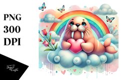 Colorful Adorned Walrus Holding Heart Product Image 1