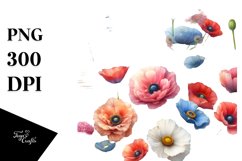 Watercolor Flowers USA Collors | Abstract Clipart Product Image 1