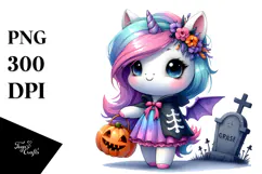 Vibrant Halloween Unicorn Costume | Sublimation | Clipart Product Image 1