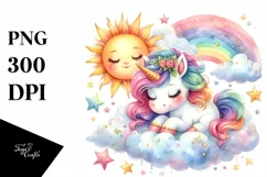 Colorful Baby Unicorn Sun Whimsical Clipart Product Image 3