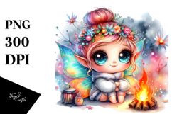 Crazy Cute Baby Fary Watercolor PNG Product Image 1