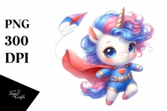 Cute Baby Unicorn Posing as a Hero | Clipart Product Image 1
