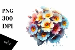 Detailed Primrose Watercolor | Clipart Product Image 1