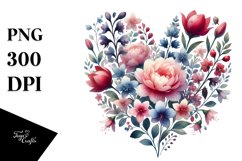 Colorful Floral Heart PNG Product Image 1