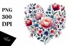 Colorful Floral Heart PNG Product Image 1