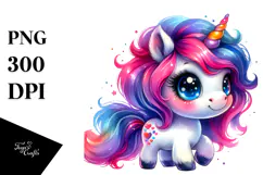 Cute Vibrant Unicorn with Fur Texture PNG Product Image 1