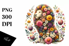 Watercolor Colorful Easter Lion Floral T-shirt, Mug, Clipart Product Image 1