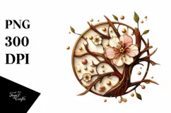 Abstract Wooden Stained Cherry Blossom Clipart Product Image 1