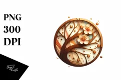 Abstract Wooden Stained Cherry Blossom Clipart Product Image 1