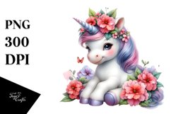 Cute Baby Unicorn Impatiens | Sublimation | Clipart Product Image 3