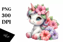 Cute Baby Unicorn Impatiens | Sublimation | Clipart Product Image 1