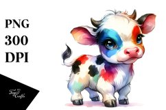 Cute Baby Cow Watercolor Clipart Product Image 3