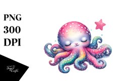 Colorful Baby Octopus Sleeping | Clipart Product Image 1