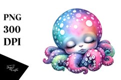 Colorful Baby Octopus Sleeping | Clipart Product Image 3