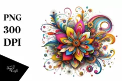 Colorful Whimsical Flower | Sublimation | Clipart Product Image 1