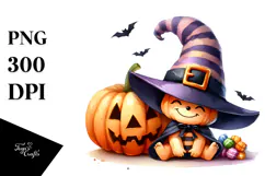 Funny Halloween Clipart with Hat PNG Product Image 1