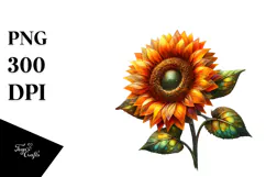 Sunflower with Watercolor Splash PNG Product Image 1