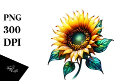 Sunflower with Watercolor Splash PNG Product Image 1
