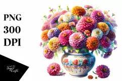 Vibrant Colorful Zinnia | Sublimation | Clipart Product Image 3