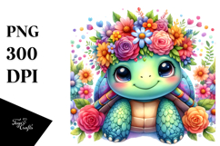 Vibrant Turtle Crown | Sublimation | Clipart Product Image 1