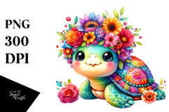 Vibrant Turtle Crown | Sublimation | Clipart Product Image 1