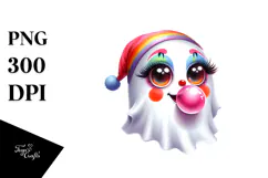 Funny Clown Ghost with Bubble Gum PNG Product Image 1