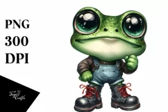 Big-Eyed Frog with Boots | Watercolor Clipart Product Image 1