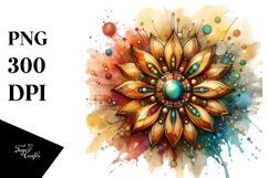 Abstract Stained Sunflower with Metallic Inserts | Product Image 3
