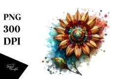Abstract Stained Sunflower with Metallic Inserts | Product Image 3