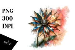 Abstract Stained Sunflower with Metallic Inserts | Product Image 3