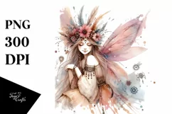 Washed Watercolor Boho Fairy, Transparent PNG Product Image 1