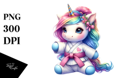 Colorful Unicorn with Karate Belt PNG Product Image 1