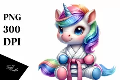 colorful Baby Unicorn with Karate Belt Product Image 1