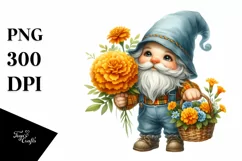 Detailed Watercolor Cute Gnome Clipart Product Image 1