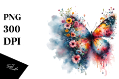 Grungy Butterfly Made of Spring Flowers PNG Product Image 1