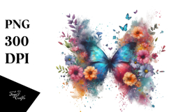 Grungy Butterfly made of spring flowers PNG Product Image 1