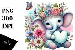 Pastel Boho Baby Elephant PNG Product Image 1
