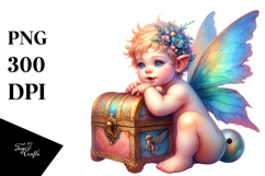 Colorful Fairy with Treasure Chest PNG Product Image 1