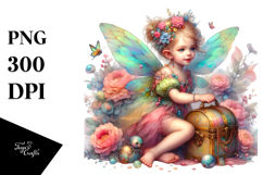 Colorful Fairy with Treasure Chest PNG Product Image 1