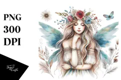 Washed Watercolor Boho Fairy, Transparent PNG Product Image 1