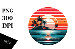 Tropical Island Sunset, Tshirt Style, Transparent PNG Product Image 1