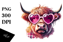 Highland Cow with Sunglasses, PNG Product Image 1