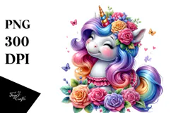 Vibrant Cute Unicorn Smiling PNG Product Image 1