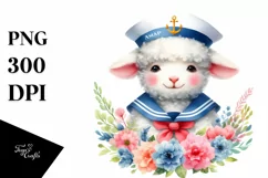 Colorful Watercolor Lamb Sailor Suit | Sublimation | Clipart Product Image 3