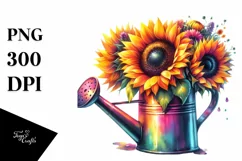 Colorful Sunflower Watering Can | Clipart Product Image 1