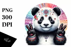 Funny Panda Victory Sign Portrait Clipart Product Image 3