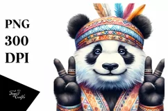 Funny Panda Victory Sign Portrait Clipart Product Image 3