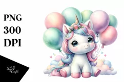 Unicorn from with Balloons | Sublimation | Clipart Product Image 3