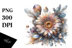 Watercolor Shiny Gerbera Made of Material | Clipart Product Image 3
