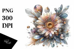 Watercolor Shiny Gerbera Made of Material | Clipart Product Image 3